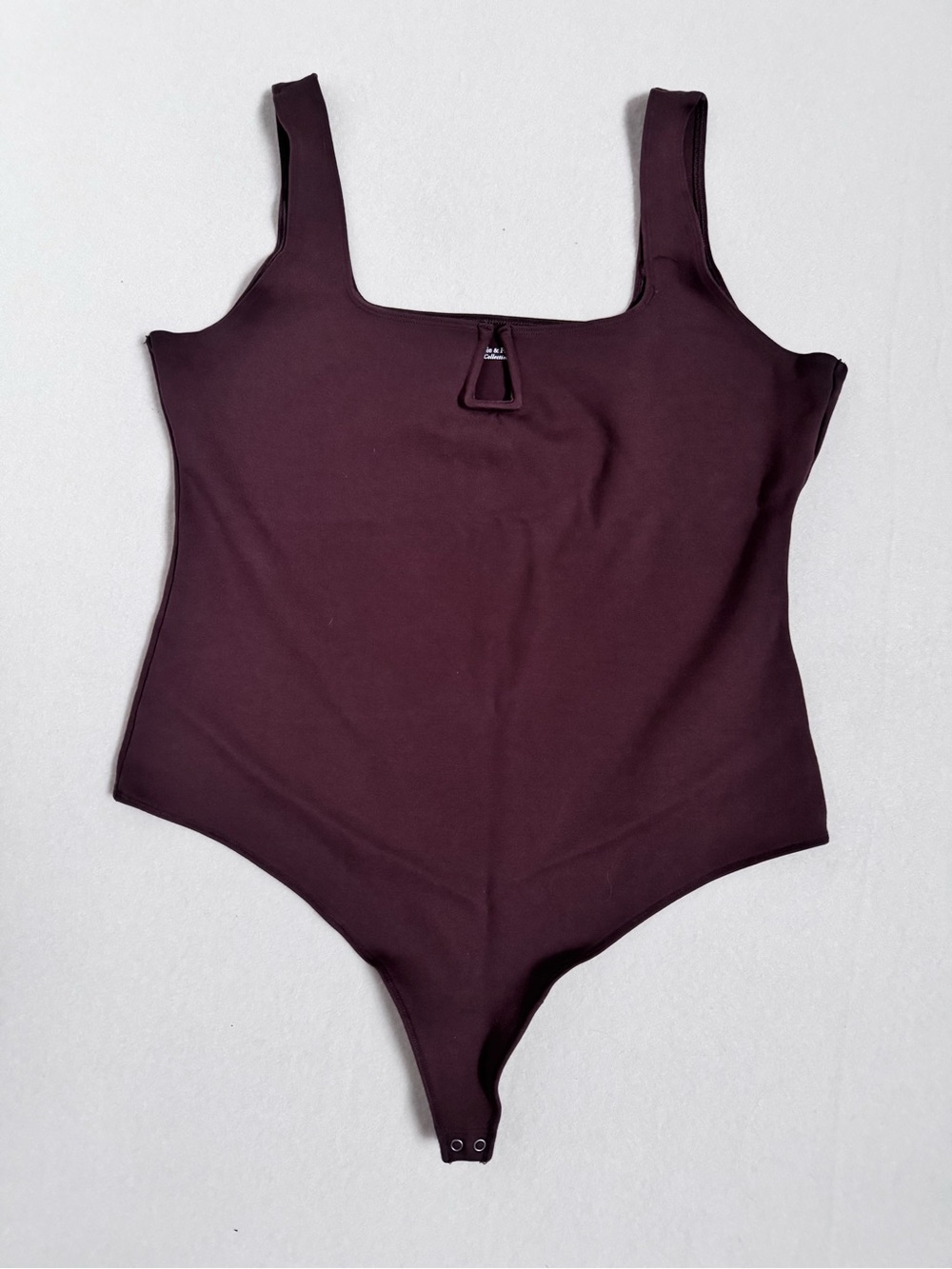 Abercrombie & Fitch Soft AF Square Neck Cutout Thong Bodysuit Deep Brown XL